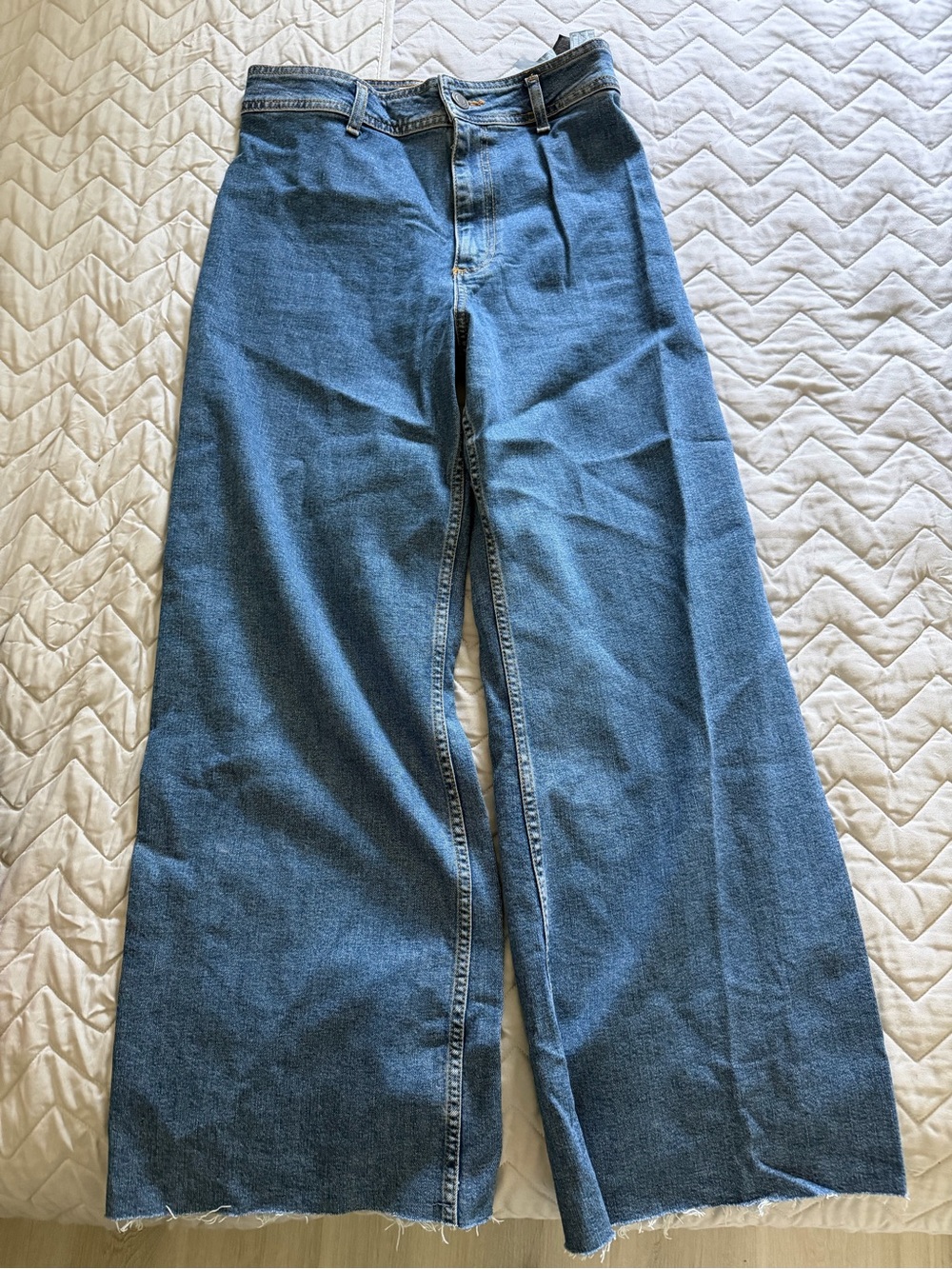Zara Wide-Leg Denim Jeans in Medium Blue